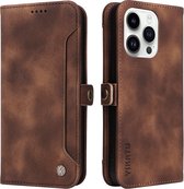 iPhone 15 Pro Max PU Leather Wallet Case Flip Stand Phone Cover with Outer Card Slot