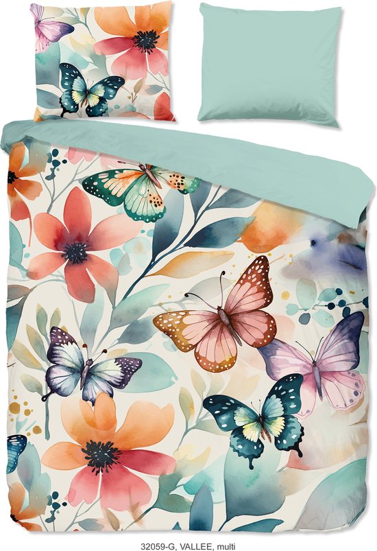 Good Morning Dekbedovertrek "bloemen en vlinders" - Multi - (240x200/220 cm) - Katoen