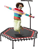 Fitness trampoline, mini-trampoline met verstelbare schuimrubberen handgrepen, indoor/outdoor springtrampoline, bungee, fitnesstrainer voor volwassenen en kinderen