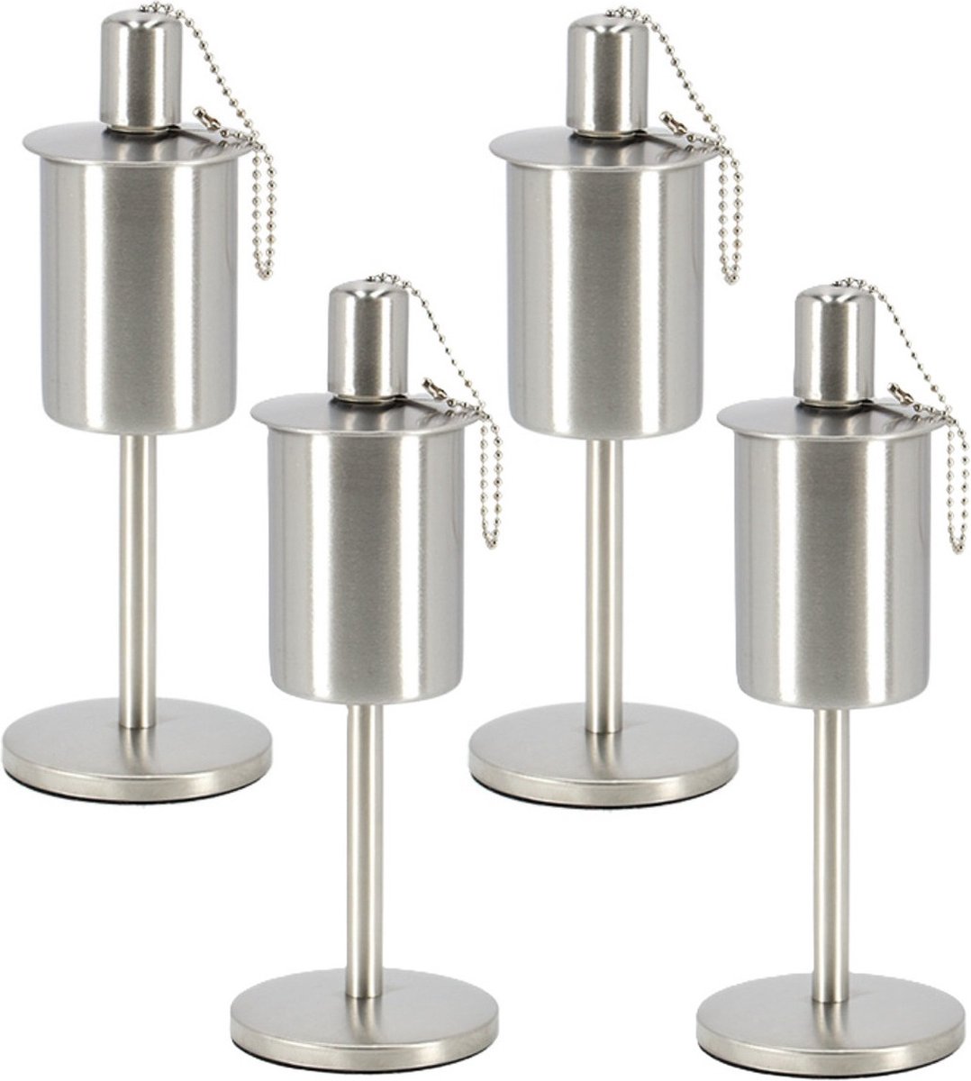 Fancy Flames RVS olie/tuinfakkel - 4x - 9.5 x 25 cm - op stabiele voet