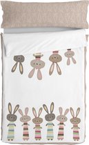 Gewatteerd beddengoed met ritssluiting HappyFriday Moshi Moshi Rabbit Family Multicolour 105 x 200 cm