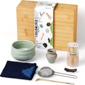 Hanamura Matcha Set – Ensemble 7 pièces avec boîte de rangement en bambou, fouet Matcha pour le thé Matcha et accessoires