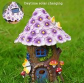 Sprookjesachtige Tuinhuis Solar Outdoor Standbeeld, Oplichten Paddestoel Beeldjes Gazon Decoraties Voor Tuin, Feeën Voor Miniatuur Huis