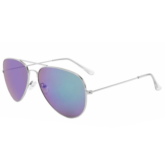 Fako Sunglasses® - Piloten Zonnebril - Pilotenbril - Piloot Zonnebril - Heren Zonnebril - Dames Zonnebril - Zilver - Blauw/Groen van Fako Sunglasses® — afbeelding 2