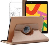 ebestStar - Hoes voor iPad 10.2 (2019, 2020, 2021) Apple, Roterende Etui, 360° Draaibare hoesje, Goud + Gehard Glas