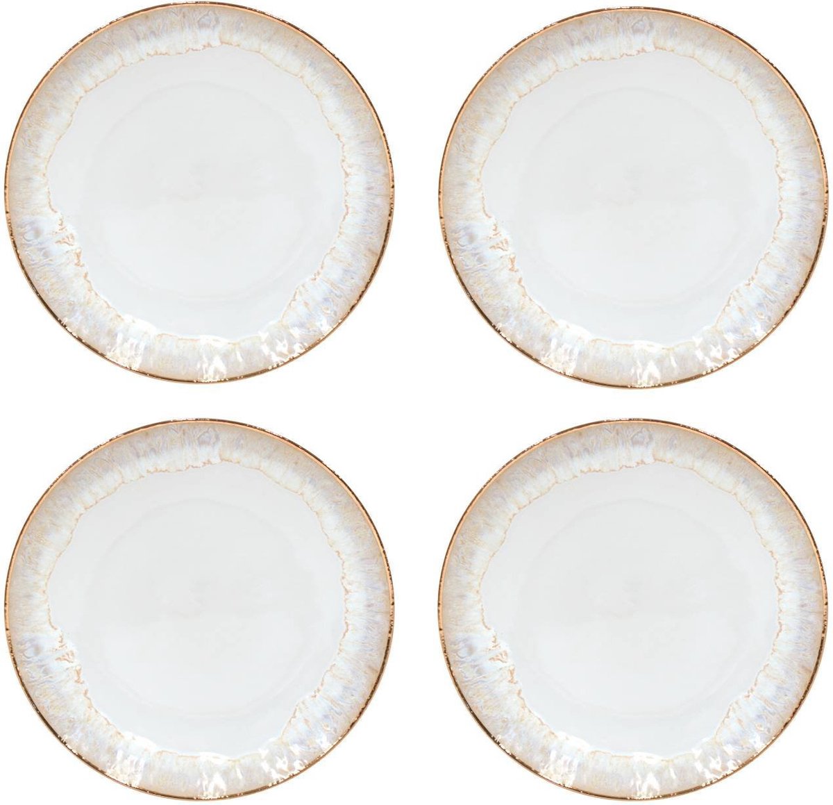 Costa Nova Dinerbord Taormina wit met gouden rand 27 cm - set van 4