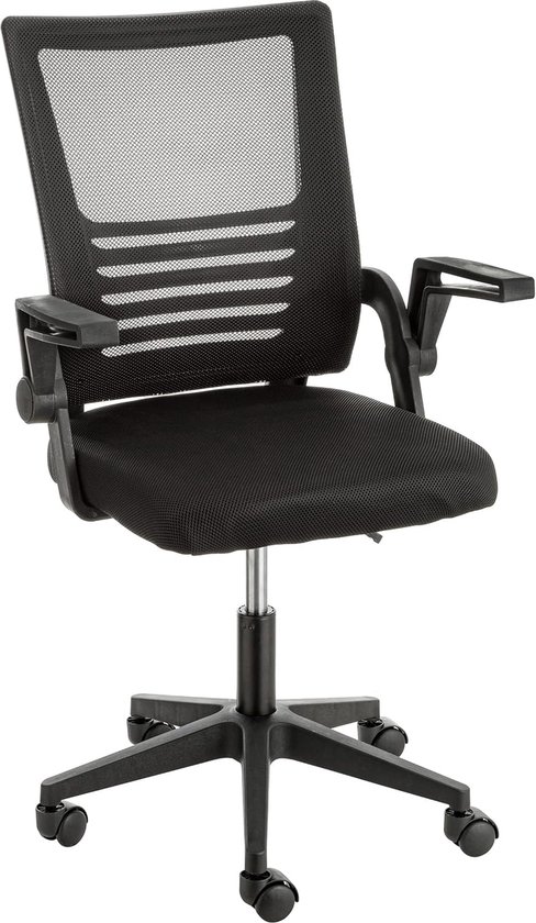 Gewatteerde draaibare bureaustoel met verstelbare hoogte en armleuningen - Ergonomische zitting zwart