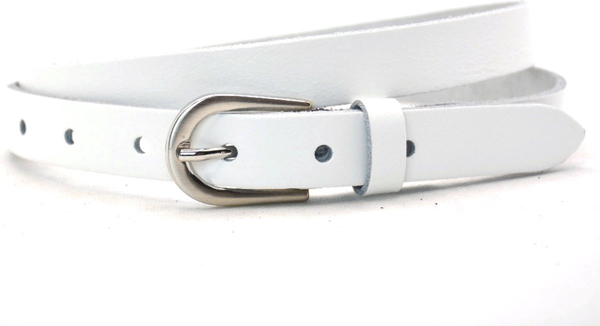 Take-it witte riem dames - Dames riemen Smal - Riemmaat 85 - Totale lengte 100 cm - Smalle leren riem dames