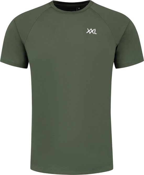 XXL Nutrition - Performance T-shirt - Sportshirt Heren, Shirt, Fitness tshirt - Dark Green - 4-Way Stretch - Regular Fit - Maat M