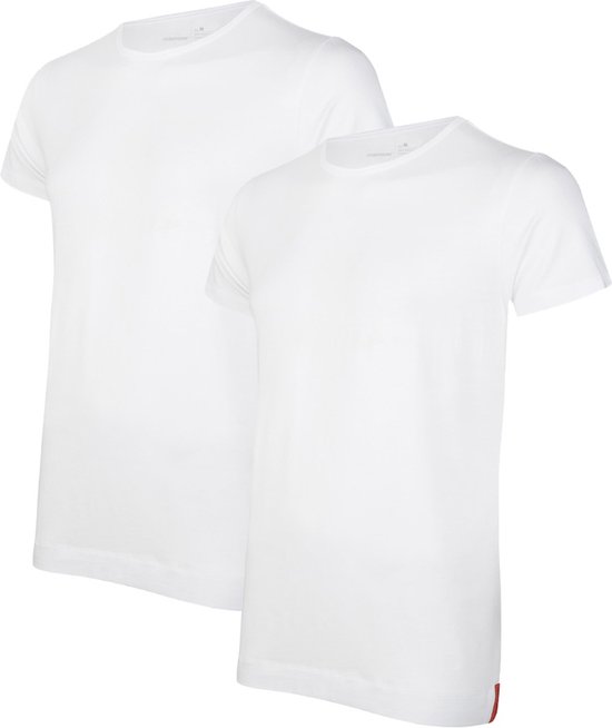Undiemeister - T-shirt - T-shirt heren - Slim fit - Korte mouwen - Gemaakt van Mellowood - Crew Neck - Chalk White (wit) - 2-pack - XS