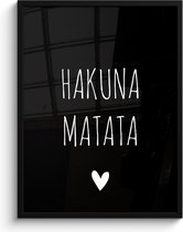 Fotolijst incl. Poster - Spreuken - Hakuna matata - Quotes - 60x80 cm - Posterlijst