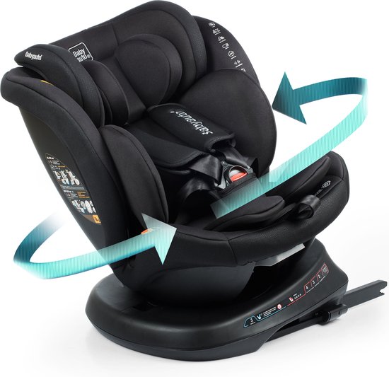 BabyAuto Autostoel Rodia Plus 360° Draaibaar | iSize | Top-Tether | 40-150 cm | 0-12 jaar 0-36 kg | groep 1 2 3 | Zwart