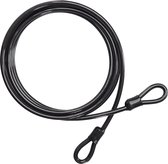 Fietskabelslot, 4,5 m lange stalen kabel, 10 mm dik, robuust zwart stalen kabelslot, flexibel, vinyl gecoate staalkabel met oogjes voor fietsveiligheid
