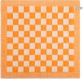 Knit Factory Gebreide Keukendoek - Keukenhanddoek Block - Geblokt motief - Handdoek - Vaatdoek - Keuken doek - Ecru/Orange - Traditionele look - 50x50 cm