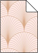 Echantillon de papier peint ESTAhome motif art déco rose tendre et or rose - 139229 - 26,5 x 21 cm