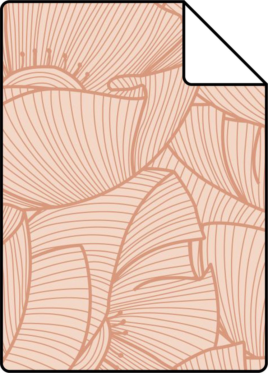 Proefstaal ESTAhome behang klaprozen terracotta roze - 26.5 x 21 cm - 139706-S