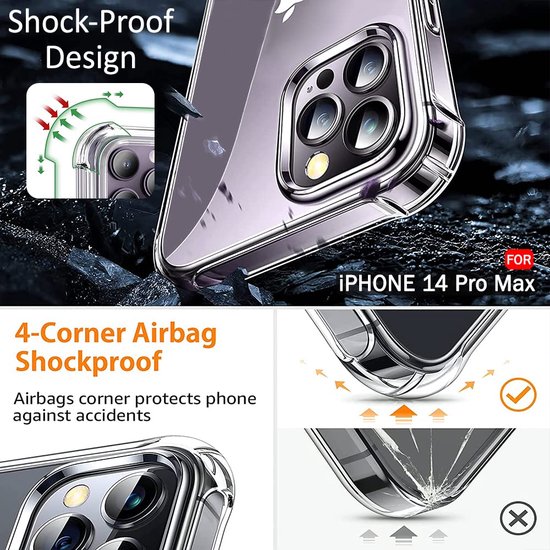 Coque antichoc – Coque arrière Crystal pour Apple iPhone 14 Pro Max | Bumper arrière transparent en PC et TPU