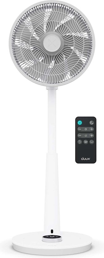 Duux Whisper 2 Statiefventilator - Zuinige Ventilator met 26 snelheden, Timer en Nachtmodus - In hoogte verstelbaar (73-95cm) - Horizontale + verticale oscillatie - Wit