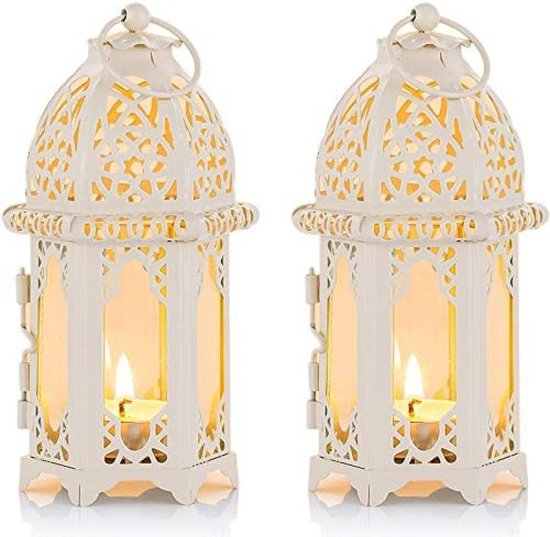 Marokkaanse stijl kaars lantaarn - kleine formaat theelicht kaars houder met transparante glazen panelen