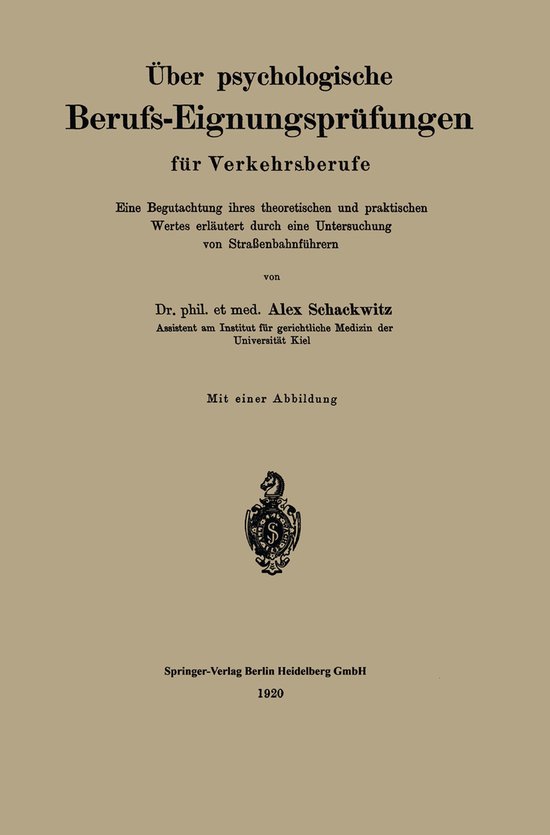 Über Psychologische Berufs-eignungsprüfungen Für Verkehrs ... - cover