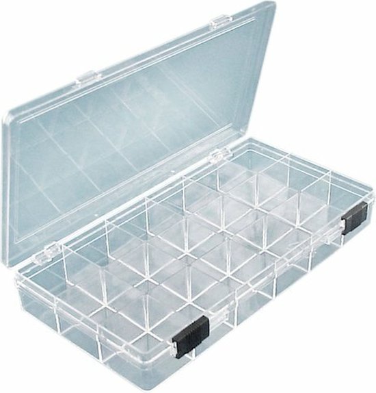 DARUITE 18 roosters ambachtelijke opbergdozen met compartimenten, plastic kralenopbergdoos, opbergorganizer met deksel voor kralen, oorbel, vishaak, kleine accessoires (4 stuks