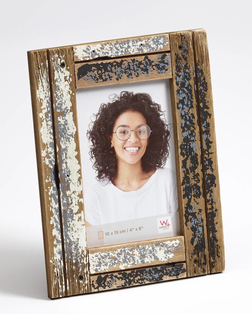 Walther Dupla - Houten portretlijst - Fotoformaat 10x15 cm - Creme/Blauw Crème/Blauw