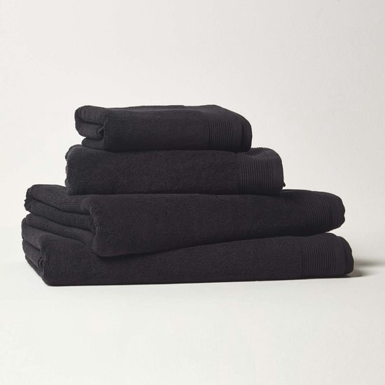 Homescapes Premium handdoek zwart 50x90cm, Egyptisch katoen 700g/m²