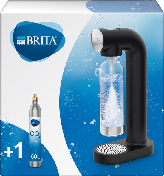 Foto: Brita sodaone bruiswatertoestel zwart met 1 co2 cilinder en 1 soda fles