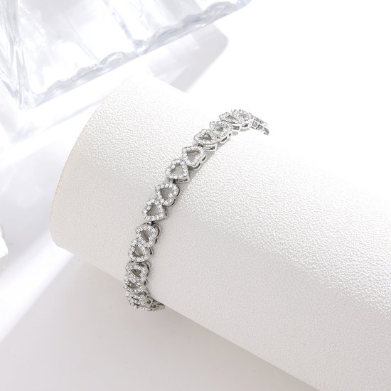 Malinsi Bracelet Femme Luv - Argent Plaqué Platinum 17-20.5cm Ajustable - Bijoux Bracelets Femme