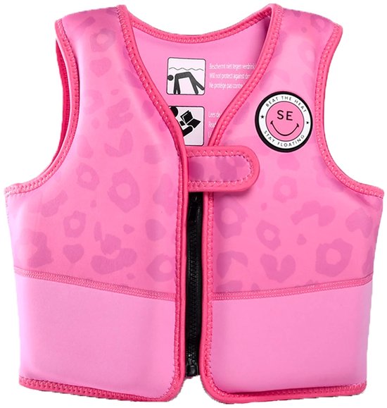 Swim Essentials | Roze Panterprint Zwemvest 4-6 jaar