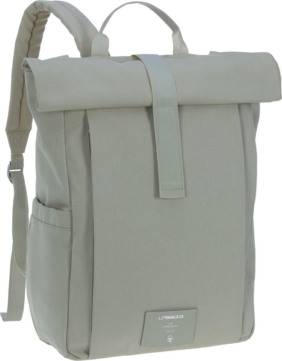 LÄSSIG Backpack silver Rugzak Rolltop Up green