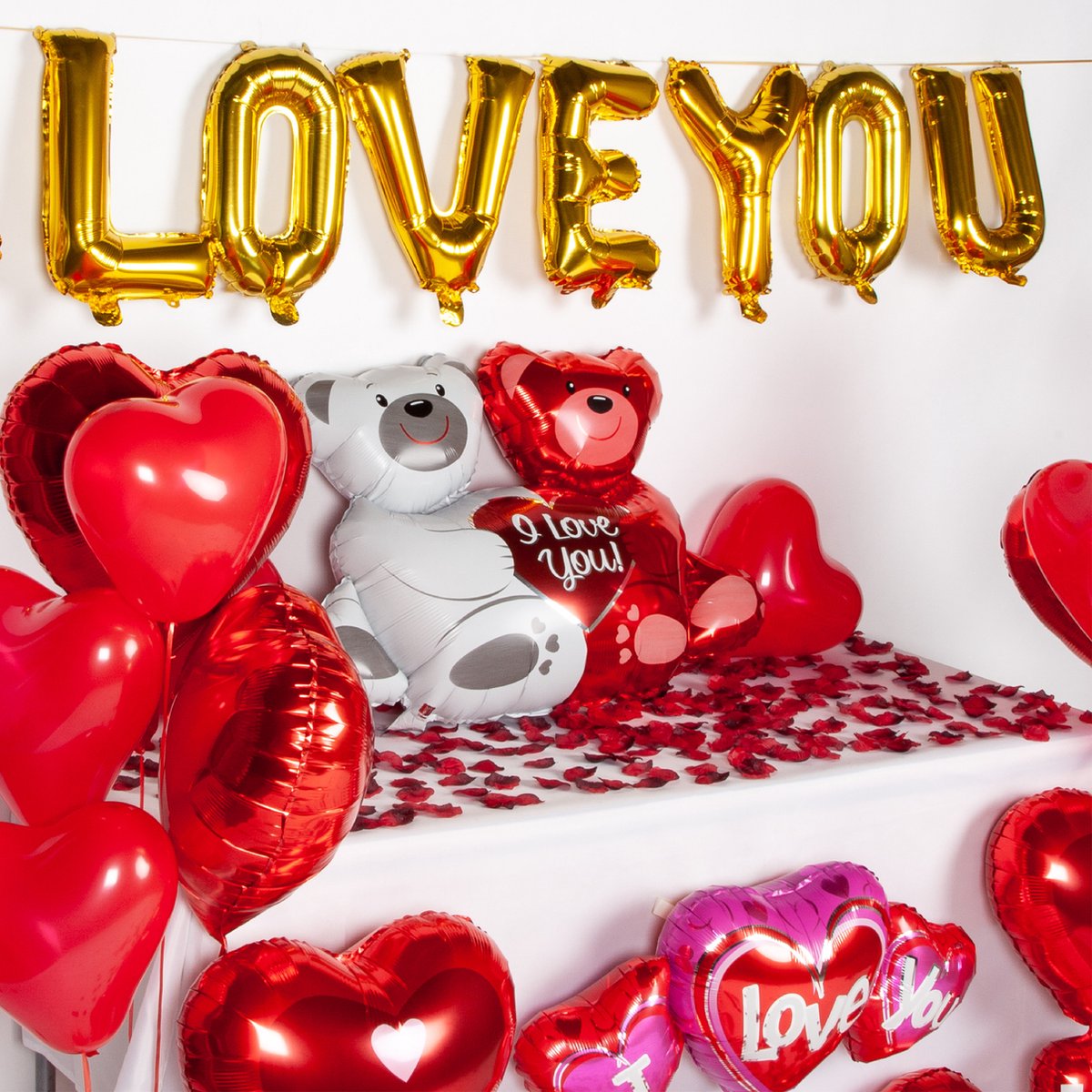 Fissaly 70 Stuks I Love You Liefde & Hartjes Decoratie Set – Versiering Cadeautje - Helium Ballonnen - voor Hem & Haar Valentijn Cadeautje - Rood - Vaderdag — afbeelding 8