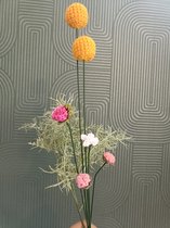 Knuffelsenzo - Boeket Geel Roze - Gehaakt - Kunstbloem - Katoen - Handgemaakt - Gemaakt in Nederland - Kleine ondernemer - Bloemen - Nep bloem