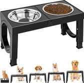 Verstelbare Verhoogde Hondenbak met 2 Roestvrijstalen Schalen - Antislip Voederstation voor Honden elevated dog bowls