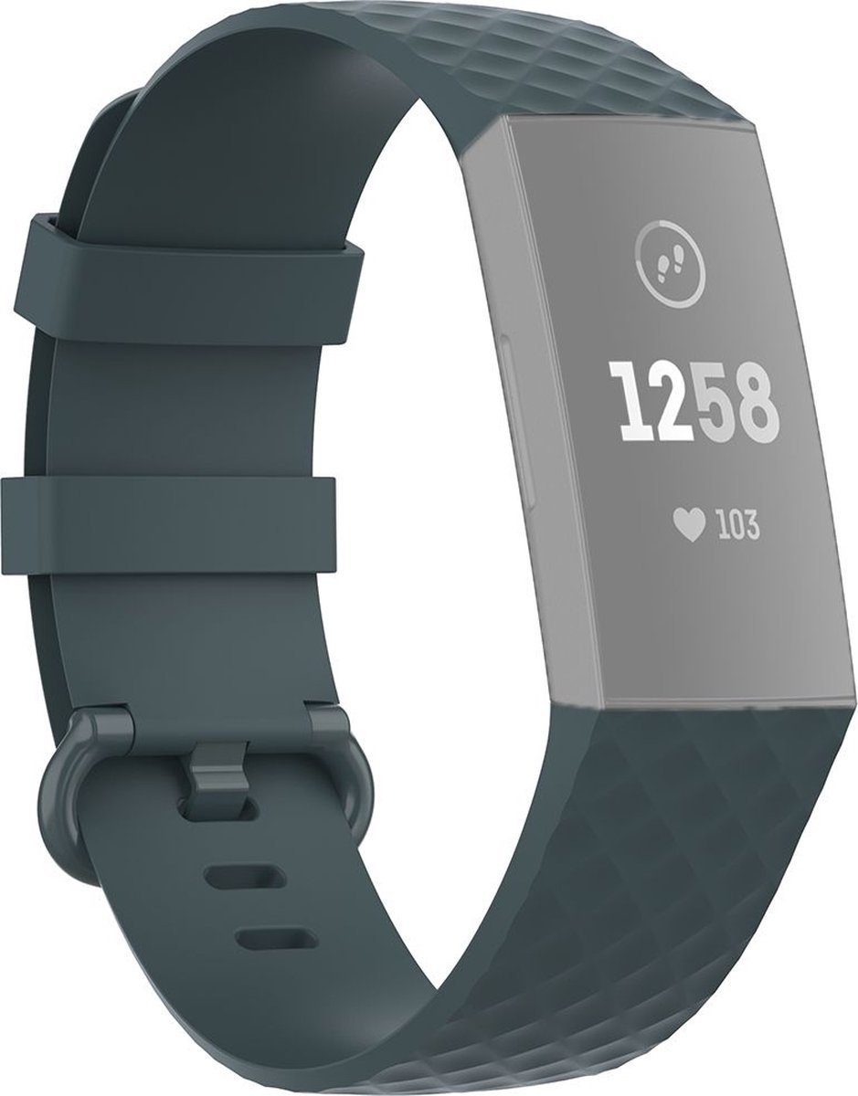 Jumada's - Horlogeband - Bandje geschikt voor Fitbit Charge 3 & 4 - Grijs (leisteen) - Maat M/L