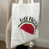 Schoudertas Free Palestine - Shopper Palestina - Boodschappentas - Dit is geen Watermeloen - Gaza - 40x35 cm - Katoenen tas - Wit