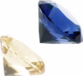 Nep edelstenen/diamanten van glas 4 cm doorsnede geel en blauw - decoratie of speelgoed