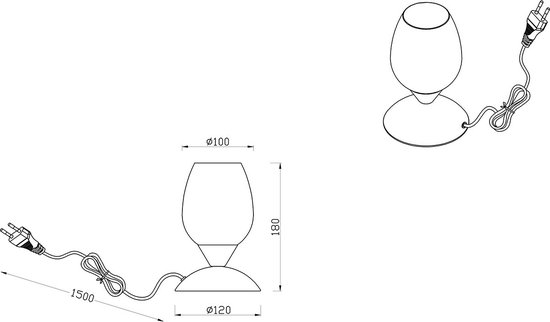 Lampe de table LED - Trion Bekre - Culot E14 - 1 point lumineux - Nickel mat - Métal - Glas Wit