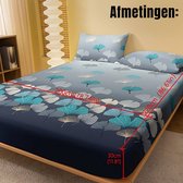 Luxe Zachte Hoeslaken Polyester - Zacht Comfortabel GINKGO-print - Zonder Kussenslopen - Voor Boxspring en Waterbed - 200 x 220 cm %%