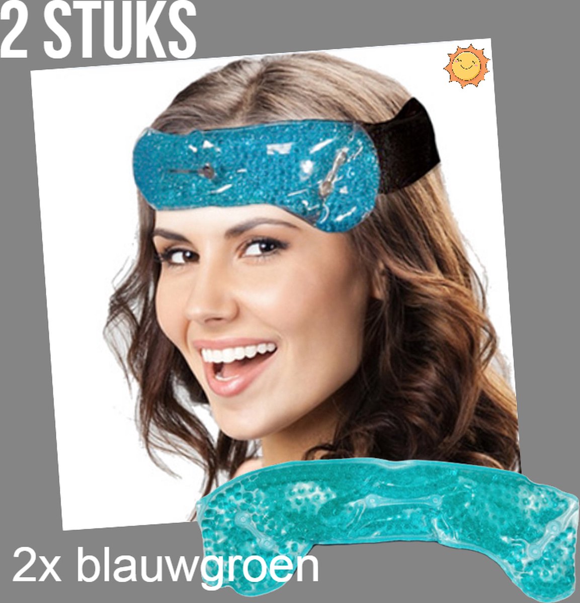 Goedkoopste Allernieuwste.nl® SET 2st Warm of Koud GEL PAREL Migraine Hoofdband of Nekband - 2 stuks groen-blauw