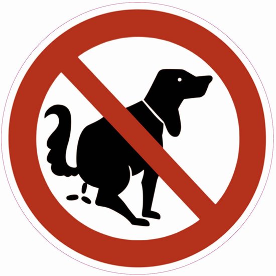 5 Stickers van 20 cm | Stickers Dierlijke Uitwerpselen - Hondenpoep Verboden - Hier Geen Hondenpoep