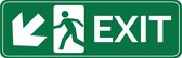 5x 200x75mm | Fire Exit sticker arrow diagornal left sticker | Uitgang links naar beneden
