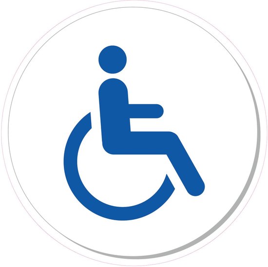 15 cm ø Invalide Toilet ronde sticker | Pictogram | Vinyl | Blauw | bol