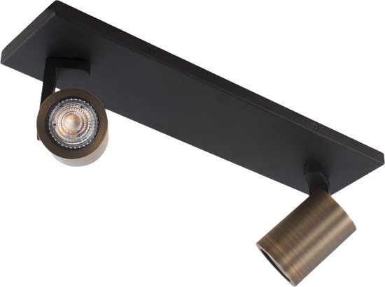 Moderne Halo spot | 2 lichts | zwart/brons | metaal | GU10 | 40 cm | zwenk- en kantelbaar | hal / slaapkamer | modern design