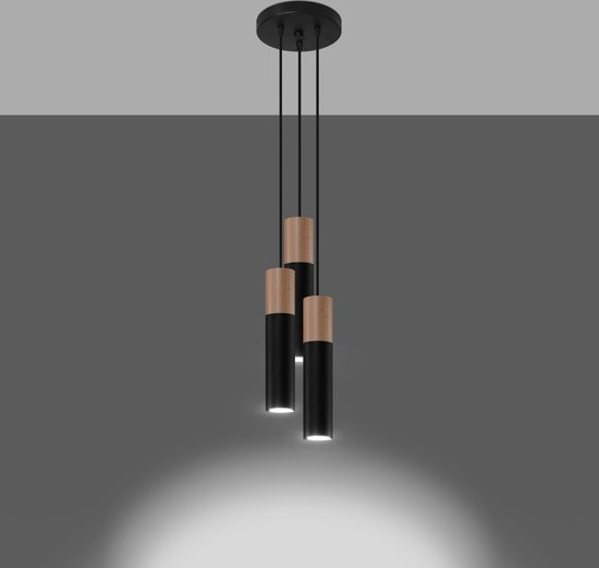 Hanglamp Pablo 3-Lichts Getrapt Zwart - Giga Meubel