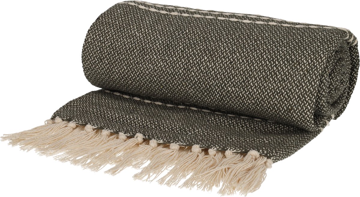 JENS Living Plaid Juul - Gerecycled katoen - 130 x 180 cm - Groen