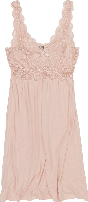 By Louise Slipdress Dames Neglige Met Kant Roze - Maat XL