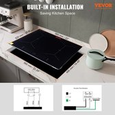 Jago® Keramische kookplaat - 2/4/5 zones, zelfvoorzienend, frameloos, touch-control, 3000/6800/8600W, 9 standen, automatische timer, kinderbeveiliging - keramische kookzones, platen
