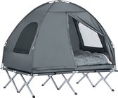 Rootz 4-in-1 Campingtentbundel voor 2 personen - Pop-up tent - Kampeerbed met ligstoel - Duurzaam Oxford Nylon - Waterdicht polyester - Gemakkelijk te transporteren - 193 cm x 188 cm x 145 cm - Lichtgrijs