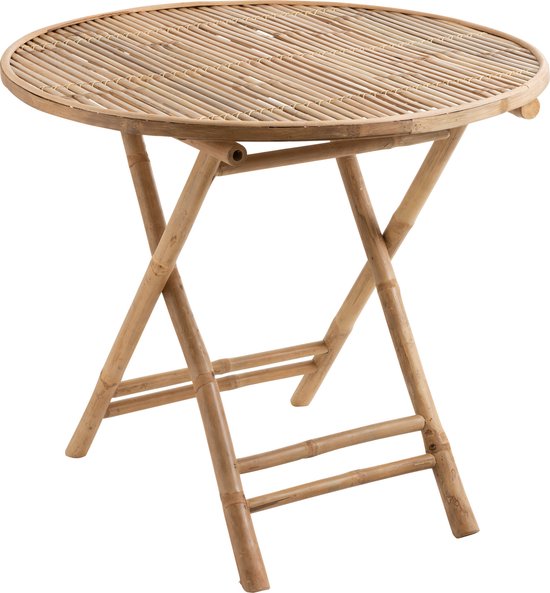 Table pliante ronde J-Line - en bambou - naturel